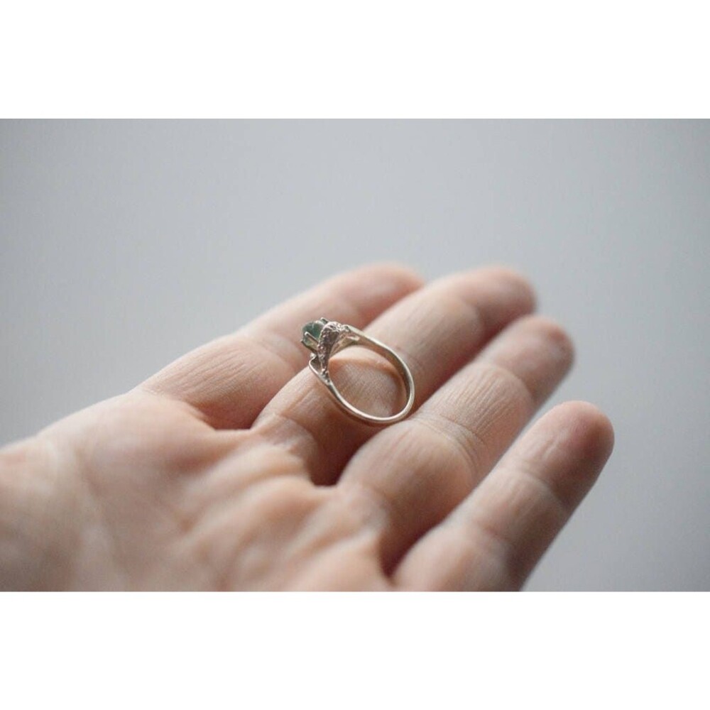 Natural Emerald Ring, Raw Emerald Ring, Engagement Ring, Rough Emerald Ring, Wed - Picture 3 of 4